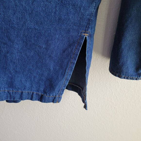 Vintage Denim Shirt Womens 8 Blue Button Front Pockets Promises READ - Picture 7 of 16